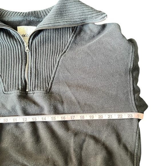 Aerie Down to Earth Soft Black Cotton Ribbed Quarter Zip Pullover Sweatshirt M - Picture 11 of 11